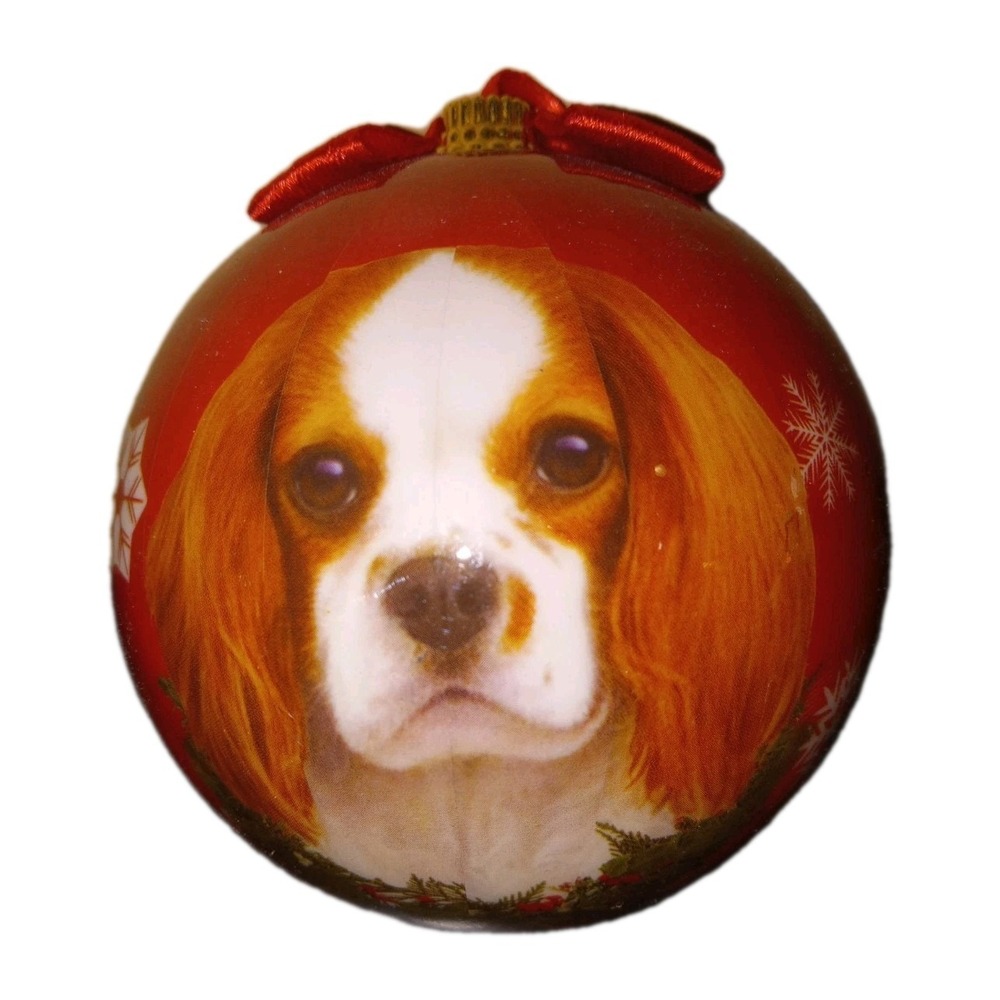 NEW Christmas Tree Ornament King Charles Cavalier Dog by E & S Pets Red Ball